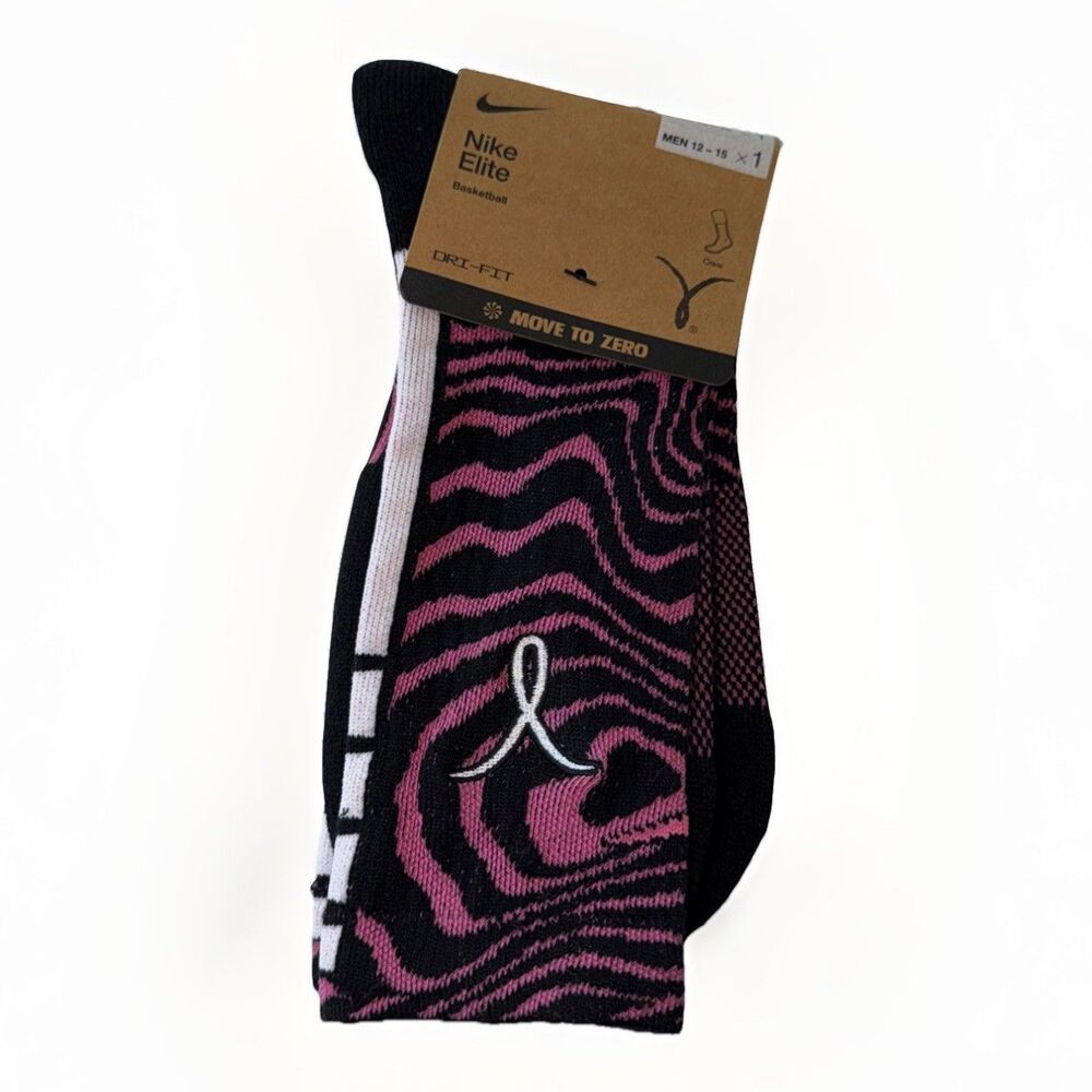 Nike Elite Basketball Crew Socks Breast Cancer Kay Yow FZ3074 -600 Men's XL